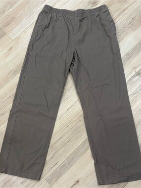 TNA Elastic-Waist olive Chino Pants